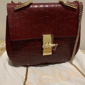 Chloe Drew Bag Crocodile Embossed Leather Small